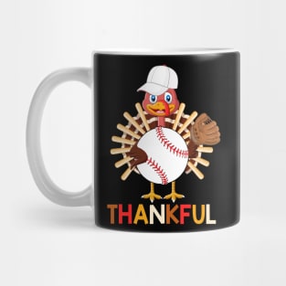 Turkey With Baseball Thankful Thanksgiving Christmas Gift Mug